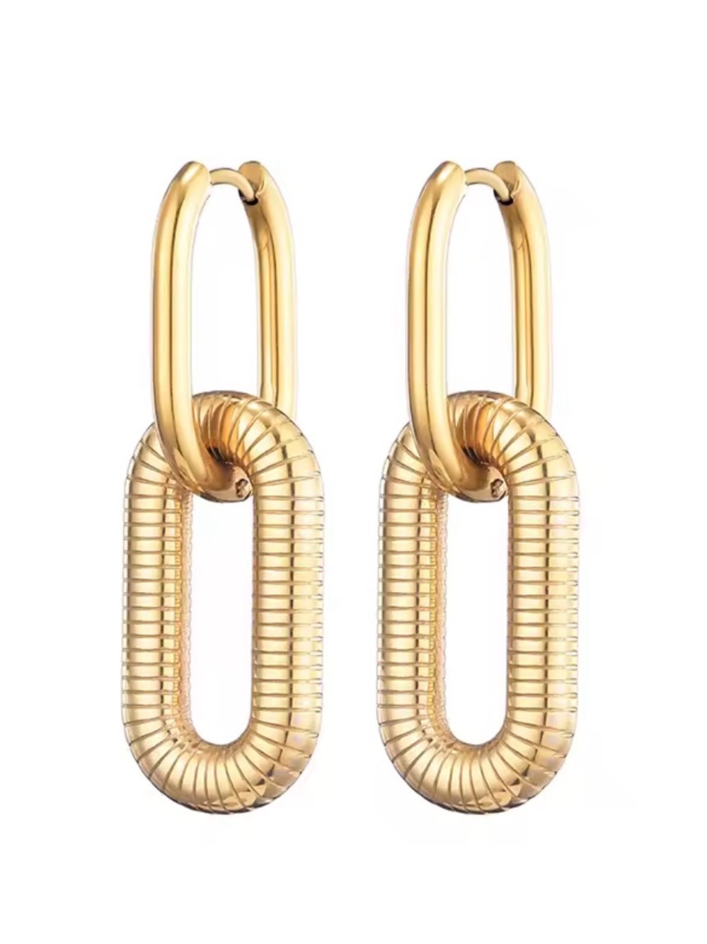 Gold Link Drop Earrings - Unbranded